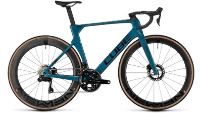 Cube Litening AERO C:68X SLT road bike in dark blue.