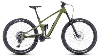Cube Stereo ONE55 C:62 TM Fully Mountain Bike in Green.