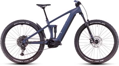 The image shows a gray Cube Stereo Hybrid ONE44 Pro e-bike.