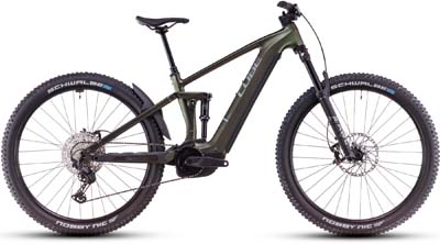 The image shows a gray Cube Stereo Hybrid ONE44 EXC e-bike.