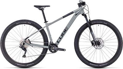 Cube Attention Hardtail Mountain Bike in Gray.