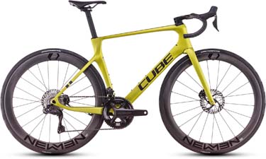 Cube Agree C:62 Race road bike in yellow.
