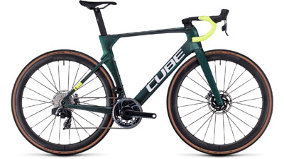 Cube Litening AERO C:68X SLX road bike in dark green.