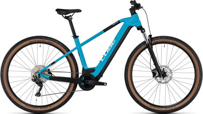 A blue Cube Reaction Hybrid bike is shown.