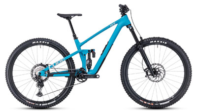 Cube Stereo ONE55 C:62 SLX Fully Mountain Bike in Blue.