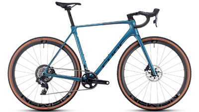 Cube Cross Race C:68X SLT road bike in shimmering blue.