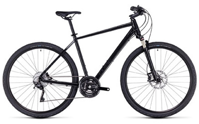 Cube Nature cross bike with diamond frame in black.