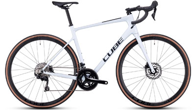Cube Attain GTC Race road bike in white.