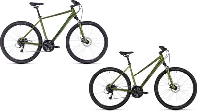 Two Cube Nature bikes with diamond frames and trapezoidal frames.