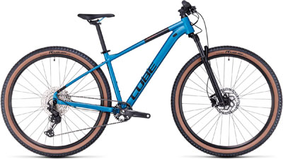 Cube Attention SLX hardtail mountain bike in turquoise blue.