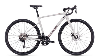 Cube Nuroad WS Gravel Bike in white.