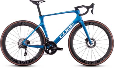 Cube Agree C:62 SLT road bike in blue.