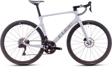 Cube Agree C:62 One road bike in white.