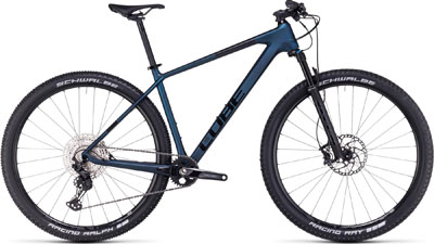Cube Reaction C:62 Race Hardtail Mountain Bike in Dark Blue.