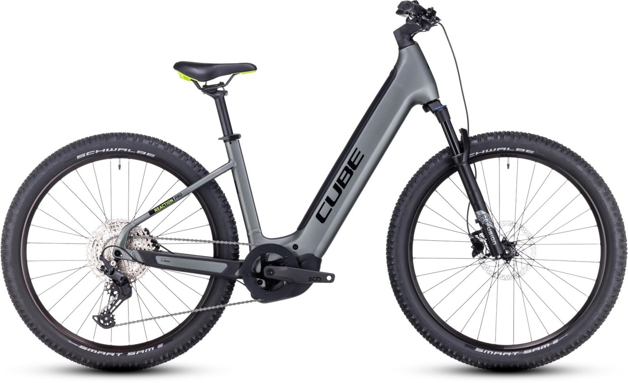 Cube Reaction Hybrid Pro 750 flashgrey n green 2024 - E-Bike Hardtail Mountainbike Easy Entry